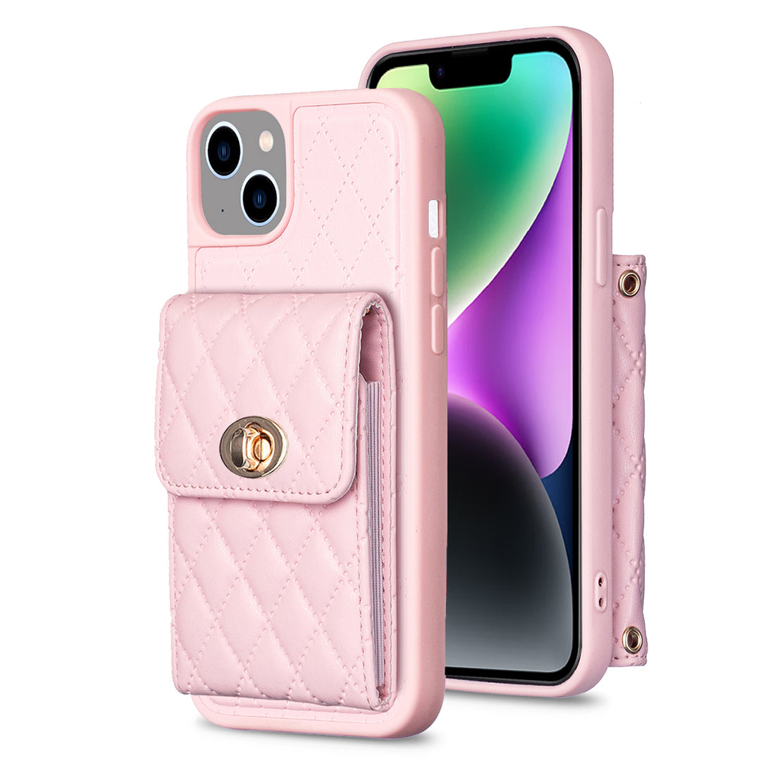 BF20-Style For iPhone 14 Plus PU Leather TPU Case Protective Phone Shell with Card Holder Strap BF20-Style For iPhone 14 Plus PU Leather TPU Case Protective Phone Shell with Card Holder Strap